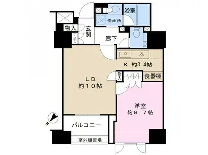 ザ・パークハウス千代田麹町(1LDK/13階)の間取り写真