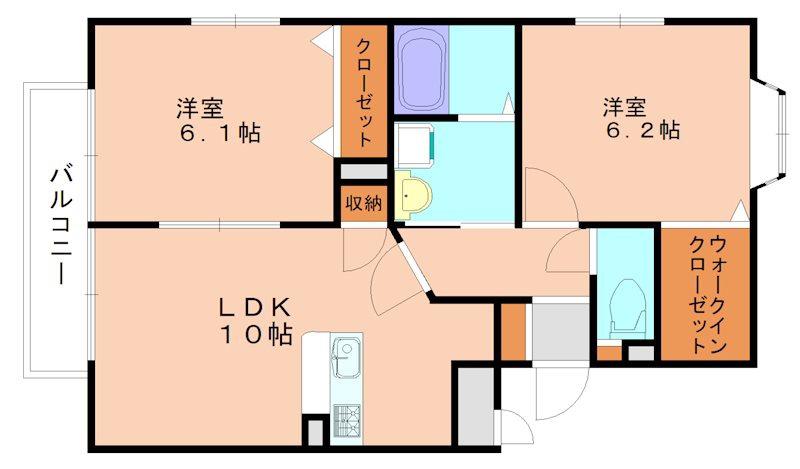 ハイルーラルⅢ(2LDK/1階)の間取り写真