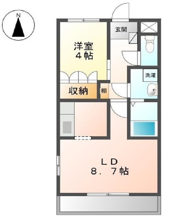 プレサス中浦B(1LDK/2階)の間取り写真