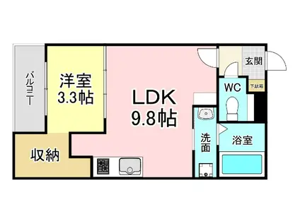 CHERIM戸畑III(1LDK/3階)の間取り写真