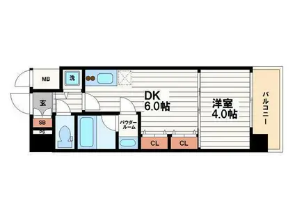 S-RESIDENCE淀屋橋(1DK/10階)の間取り写真