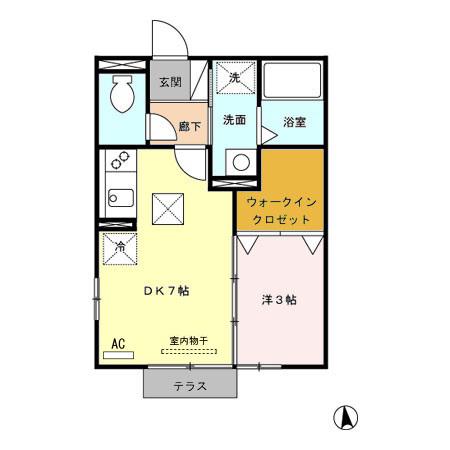 ルーチェフィオーレほうえ(1DK/1階)の間取り写真