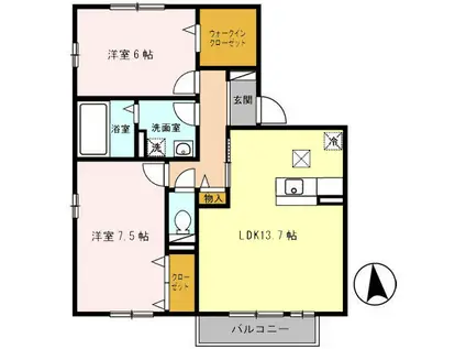 プルミエール(2LDK/2階)の間取り写真