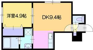 ヴィアーレ若葉(1LDK/3階)の間取り写真