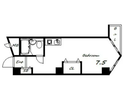 ミスティエイト(ワンルーム/3階)の間取り写真