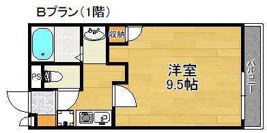 クレイノグランデージ樽井(1K/1階)の間取り写真