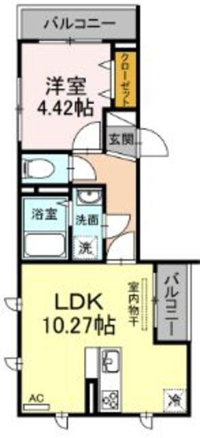 プライズコート弥生町(1LDK/3階)の間取り写真