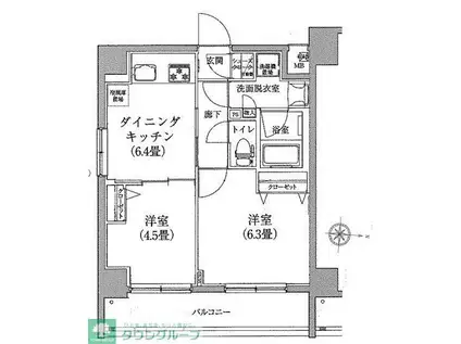 ティモーネ押上トゥーレ(2DK/4階)の間取り写真