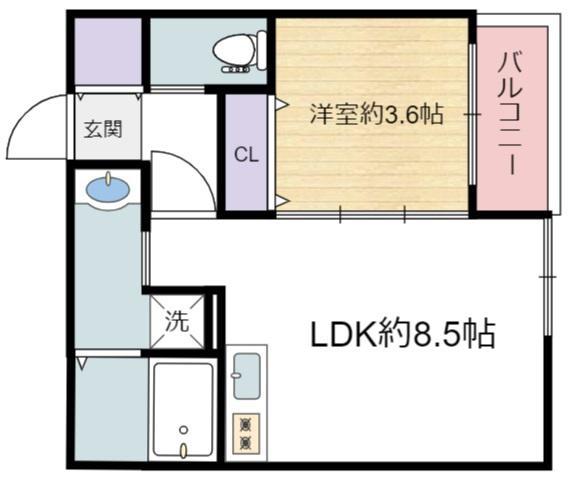 WIN玉出Ⅱ(1LDK/1階)の間取り写真