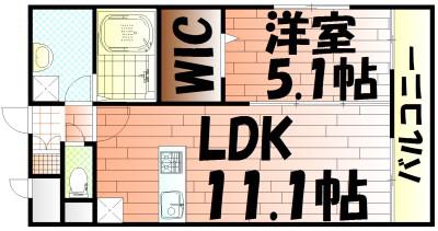 リオ ラクーコ(1LDK/6階)の間取り写真