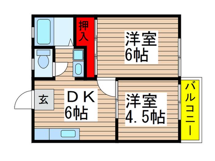 ナンバパナハイツ(2DK/2階)の間取り写真