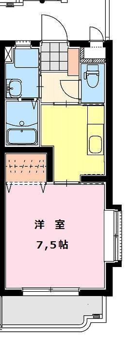 メゾンドール青葉(1K/1階)の間取り写真