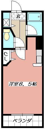 ウイングビル(ワンルーム/5階)の間取り写真