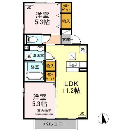 プランドールM(2LDK/1階)の間取り写真