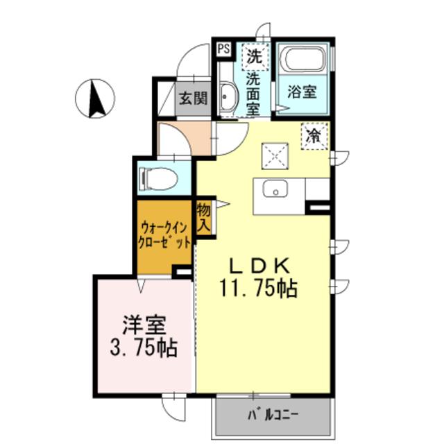 アンジュ三原台(1LDK/1階)の間取り写真