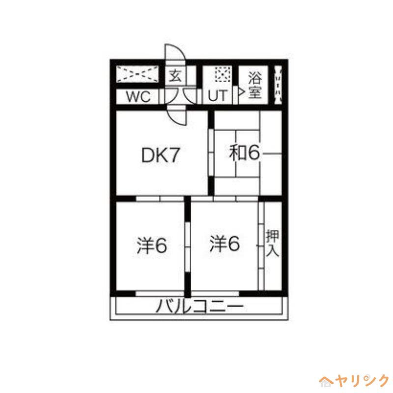 スカイマンション(3DK/2階)の間取り写真