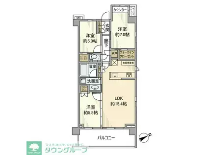 サングランデ東松戸(3LDK/2階)の間取り写真