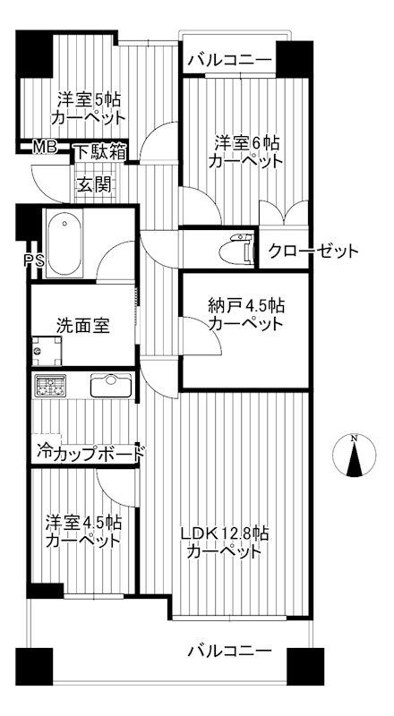 ブロードアベニュー国分寺(3SLDK/7階)の間取り写真