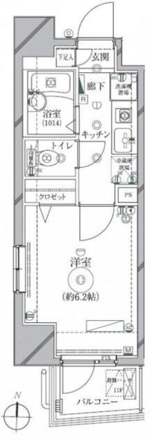 リクレイシア西麻布I番館(1K/2階)の間取り写真