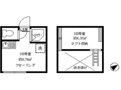 フェリスメリー(ワンルーム/1階)の間取り写真