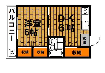 ヴィルヌーブ下鴨(1DK/2階)の間取り写真