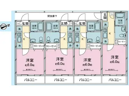 パル川越(1K/1階)の間取り写真