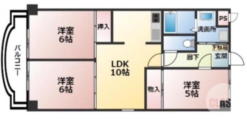 AKI RESIDENCE(3LDK/3階)の間取り写真