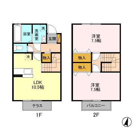 キャトルセゾンE(2LDK/1階)の間取り写真