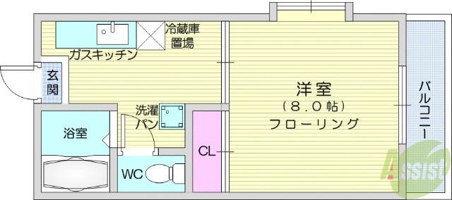 パレス植木R(1K/2階)の間取り写真