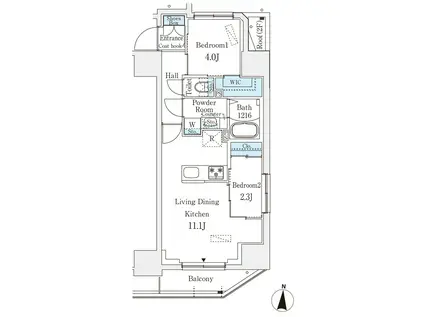 プライムブリス深川住吉(2LDK/4階)の間取り写真