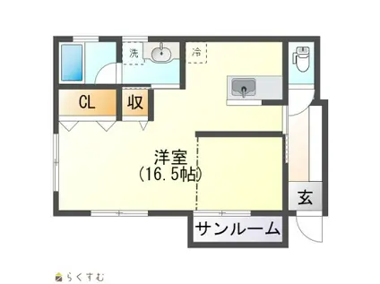 ラ・タミデンス(ワンルーム/1階)の間取り写真