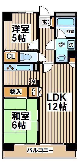 サンファミリー烏山(2LDK/2階)の間取り写真