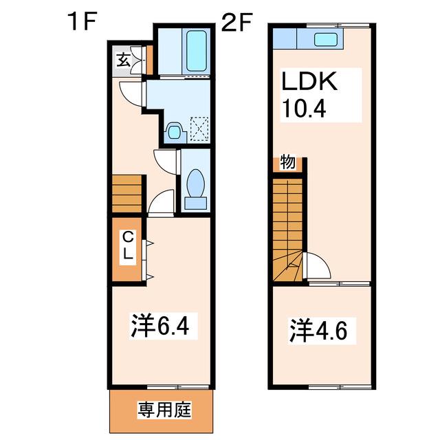 プロスペリタ城山II(2LDK/1階)の間取り写真