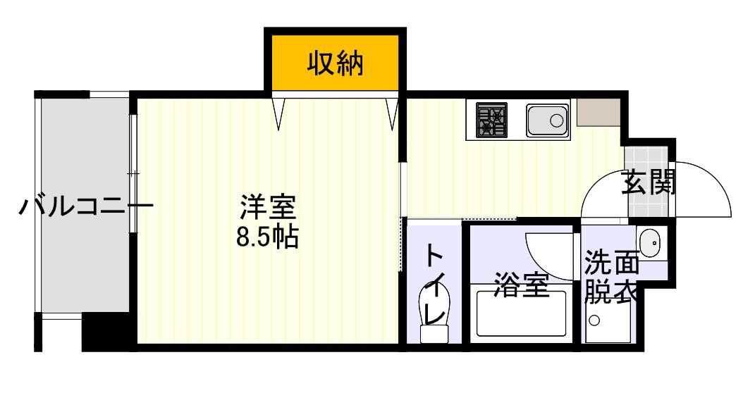 LUTELLA皆実町(1K/4階)の間取り写真