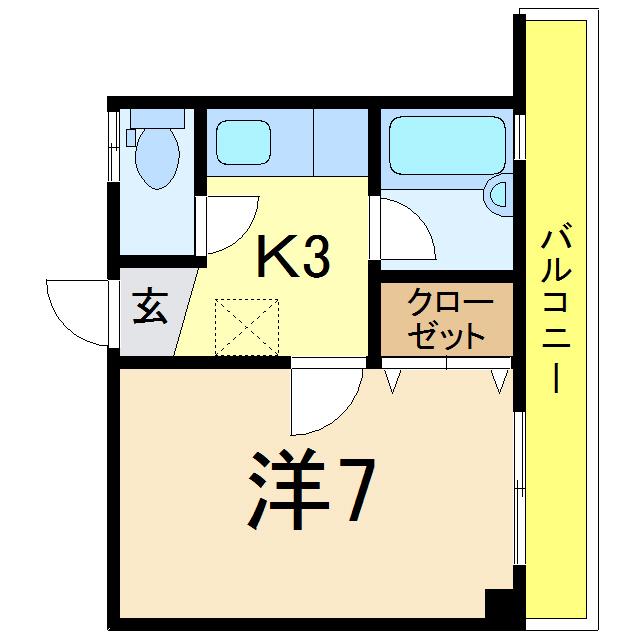 アルカディア(1K/2階)の間取り写真