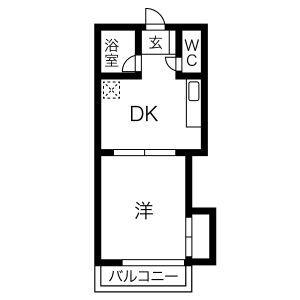 レジデンス山崎(1DK/2階)の間取り写真