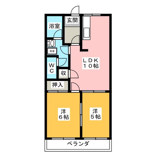 みずほテラス B(2LDK/2階)の間取り写真