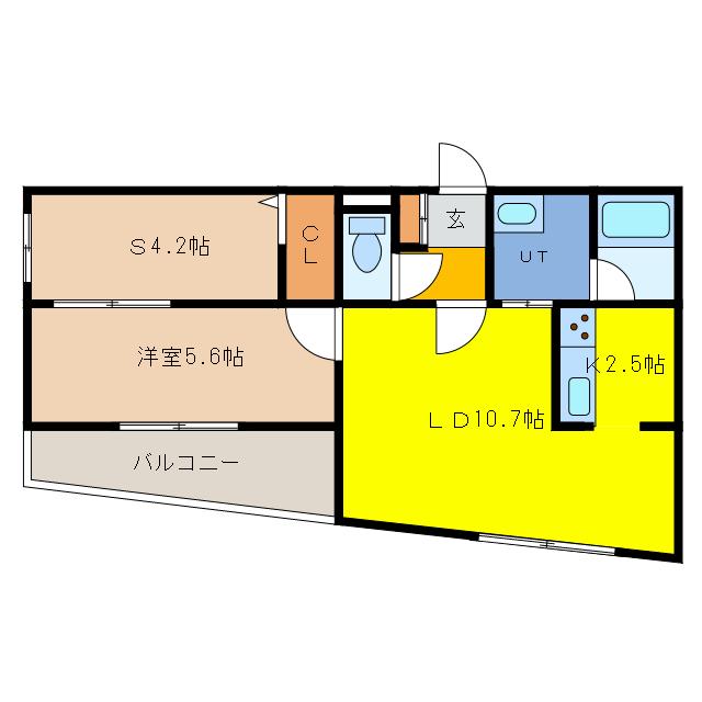 LIFE LINE34(1SLDK/2階)の間取り写真