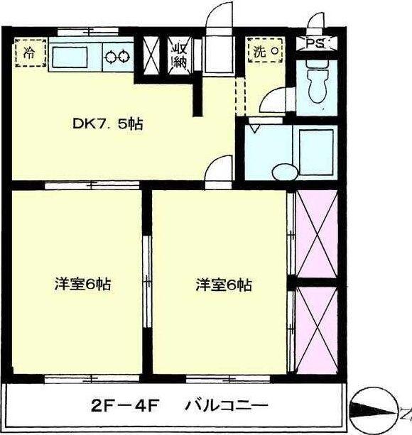 エトワール田村(2DK/2階)の間取り写真