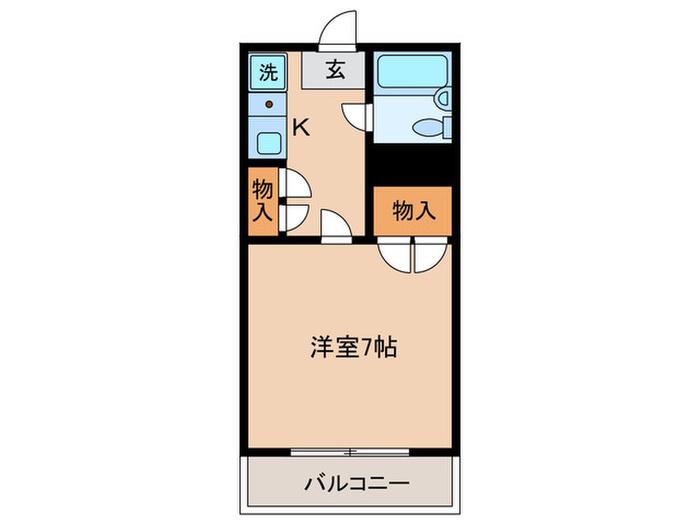シャトー朝霧(1K/2階)の間取り写真