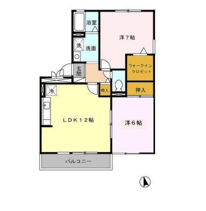 グロース レイ A(2LDK/3階)の間取り写真