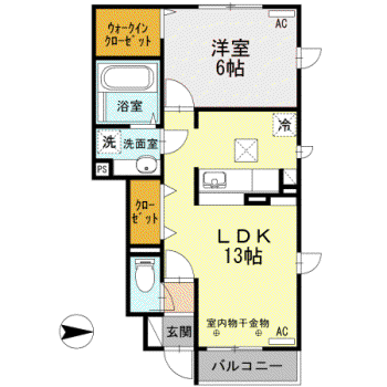 セジュール桜羅(1LDK/1階)の間取り写真