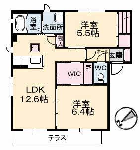 ヴィラ ローザ(2LDK/2階)の間取り写真