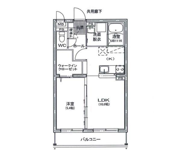 ロゼア鶴崎駅前(1LDK/1階)の間取り写真