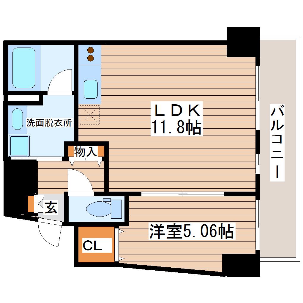 アーカス良覚院(1LDK/5階)の間取り写真
