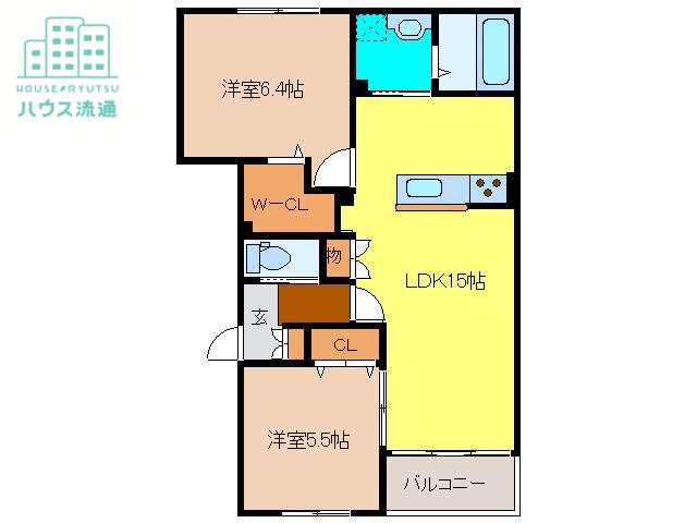 ヘーベルアイメゾン(2LDK/2階)の間取り写真