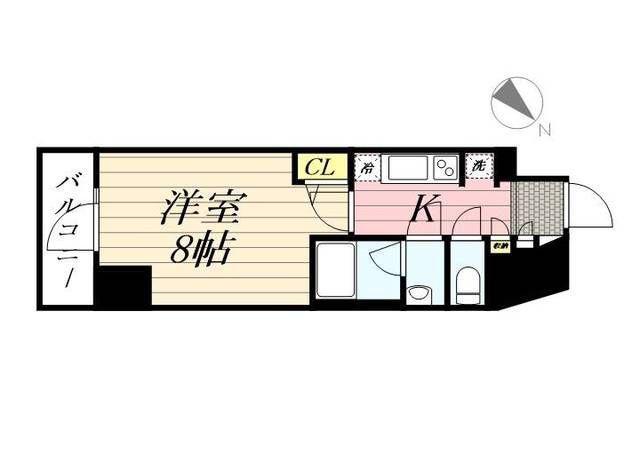 グランパセオ麻布十番(1K/6階)の間取り写真
