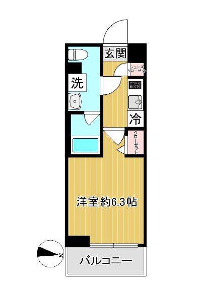 SHOKEN RESIDENCE 川崎(1K/3階)の間取り写真