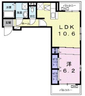 アヴニール・ド・志木(1LDK/1階)の間取り写真