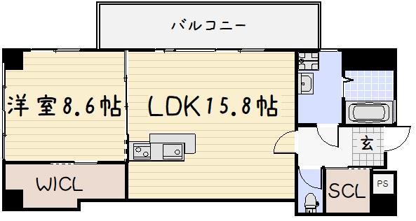 SQUARE152(1LDK/5階)の間取り写真